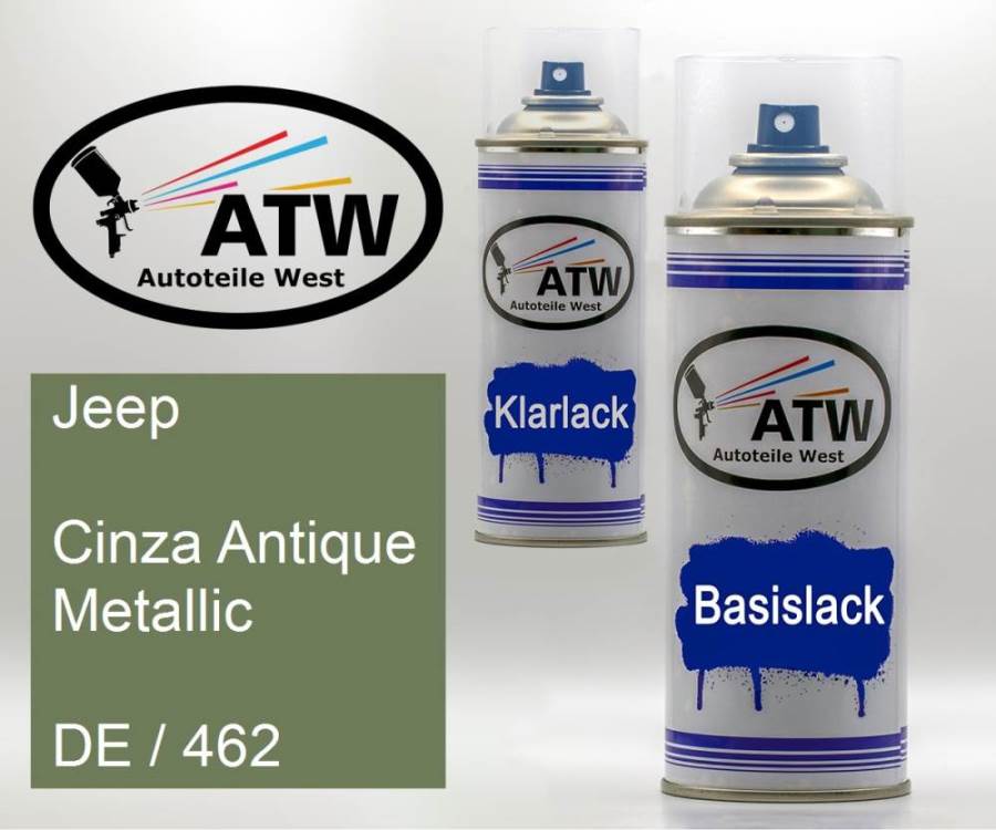 Jeep, Cinza Antique Metallic, DE / 462: 400ml Sprühdose + 400ml Klarlack - Set, von ATW Autoteile West.